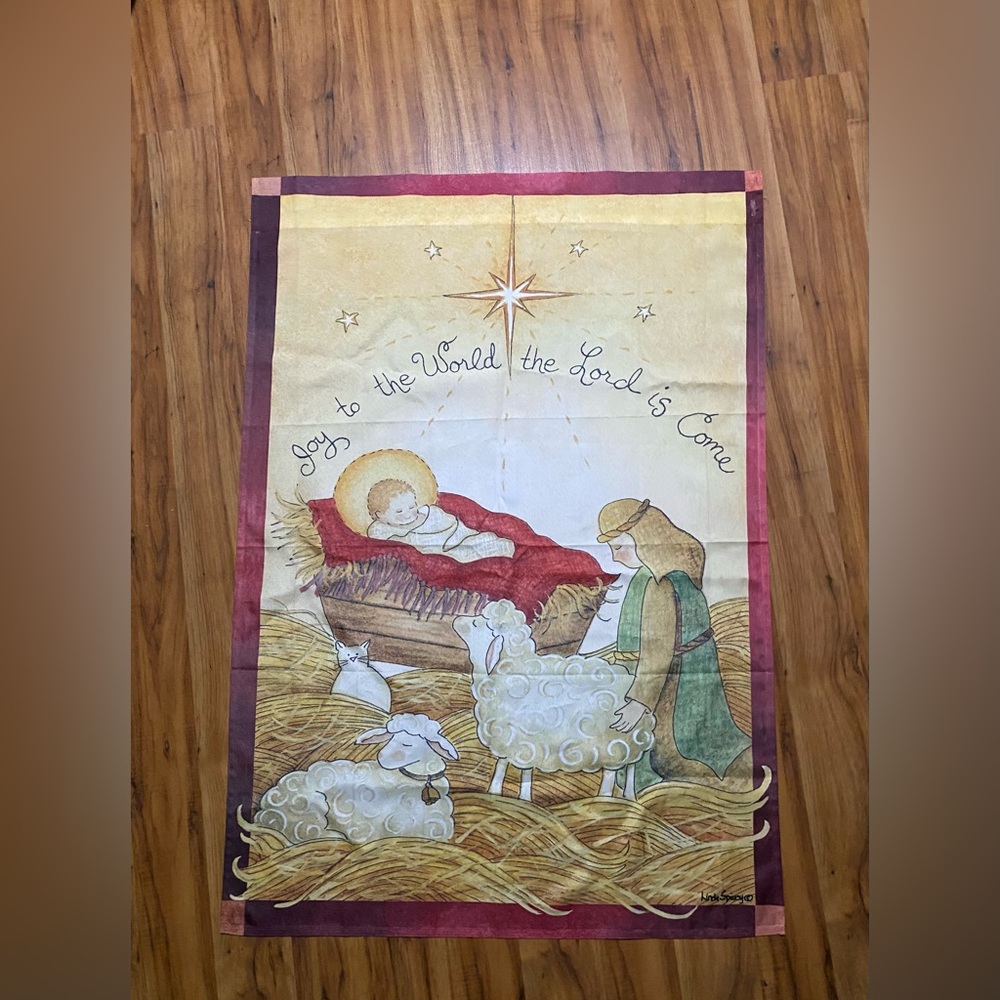 Linda Spivey Vertical Christmas Nativity Scene Flag Size 39.5 X 28 Inches